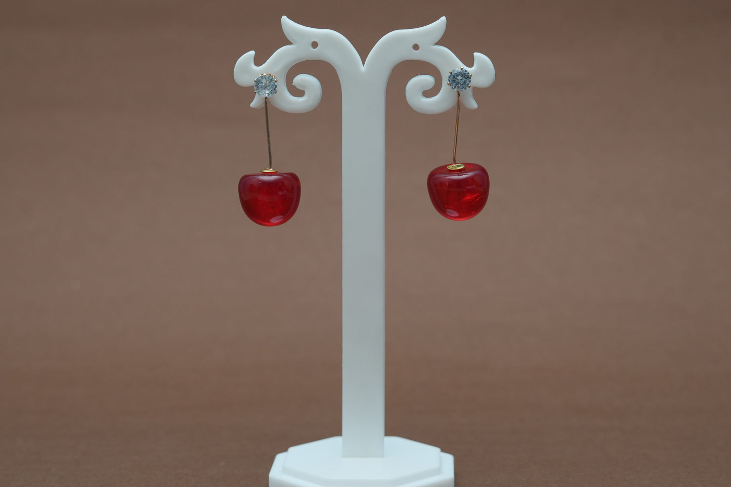 Elegant Single Diamond Cherry Earrings
