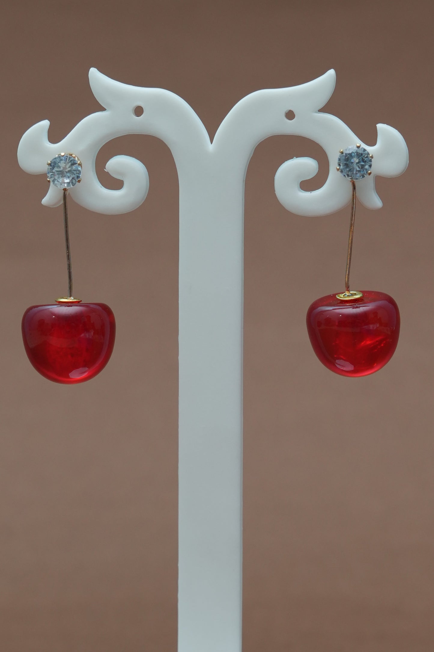 Elegant Single Diamond Cherry Earrings