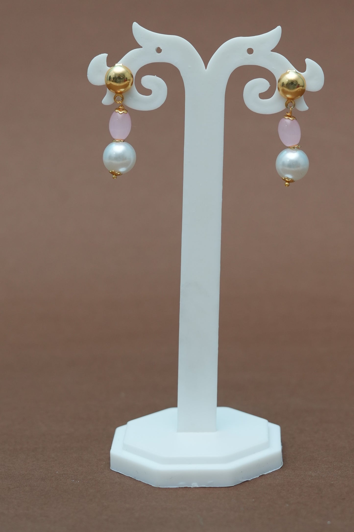 Multi Color Jewellery Set With Earrings (pink, blue, white, golden)