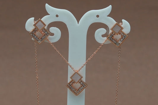 Rose Gold Pendant With Earrings