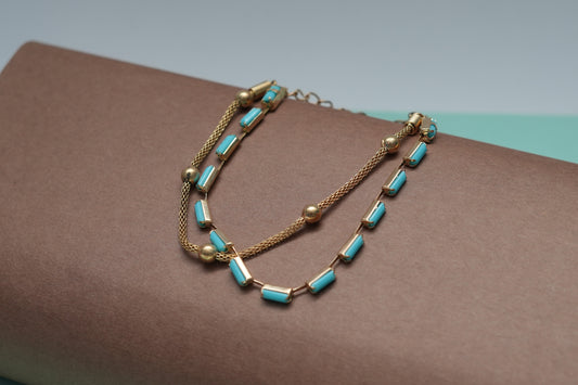 Blue & Golden Anklet