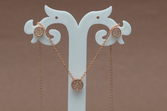 Rose Gold Pendant Chain With Earrings